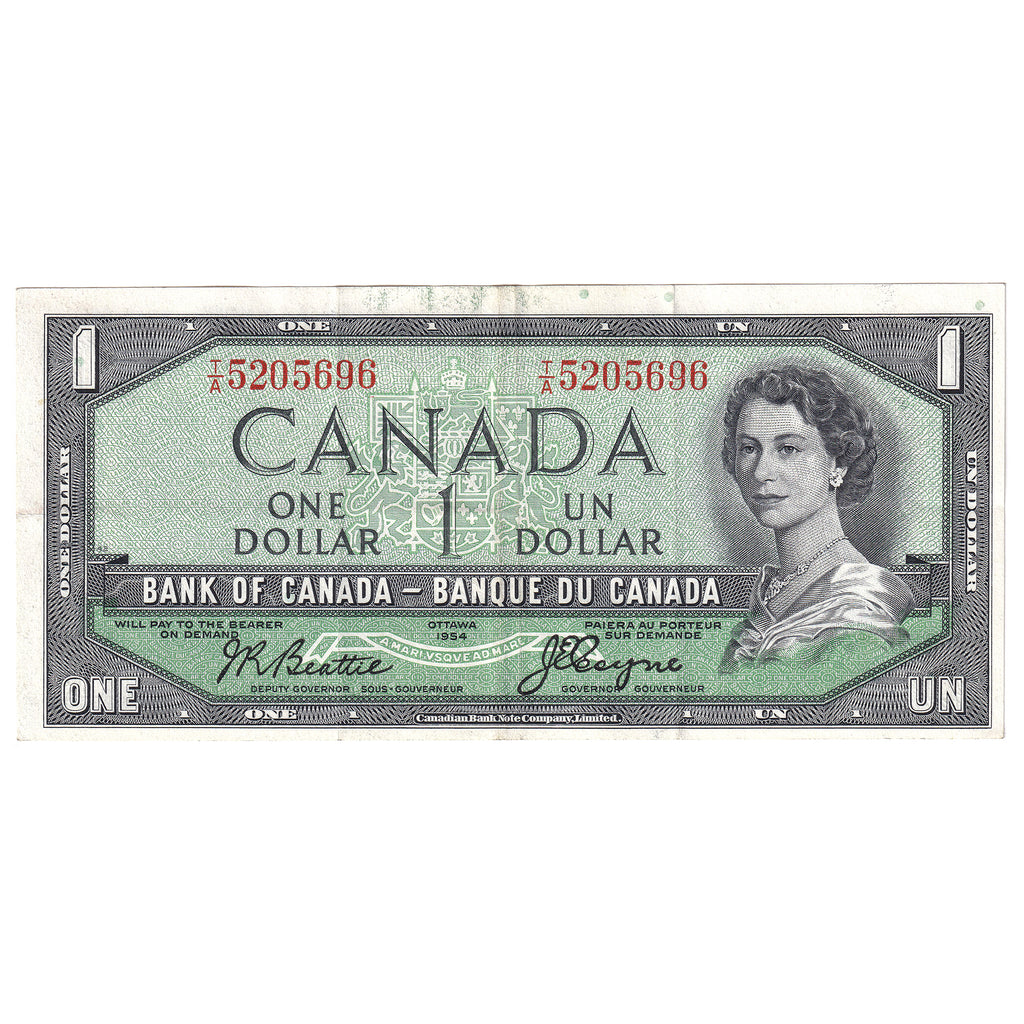 BC-37a 1954 Canada $1 Beattie-Coyne, T/A, VF-EF (VF30)