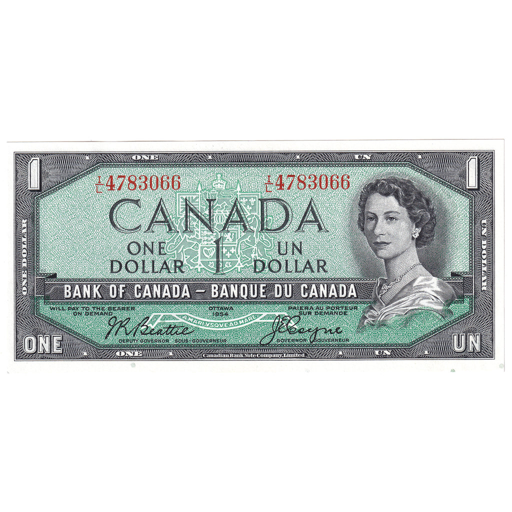 BC-37a 1954 Canada $1 Beattie-Coyne, I/L, Choice Uncirculated (CUNC63)