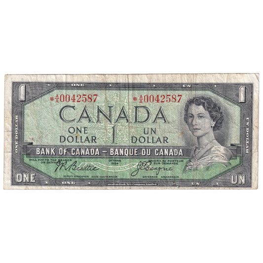 BC-37aA 1954 Canada $1 Beattie-Coyne, *A/A, F-VF