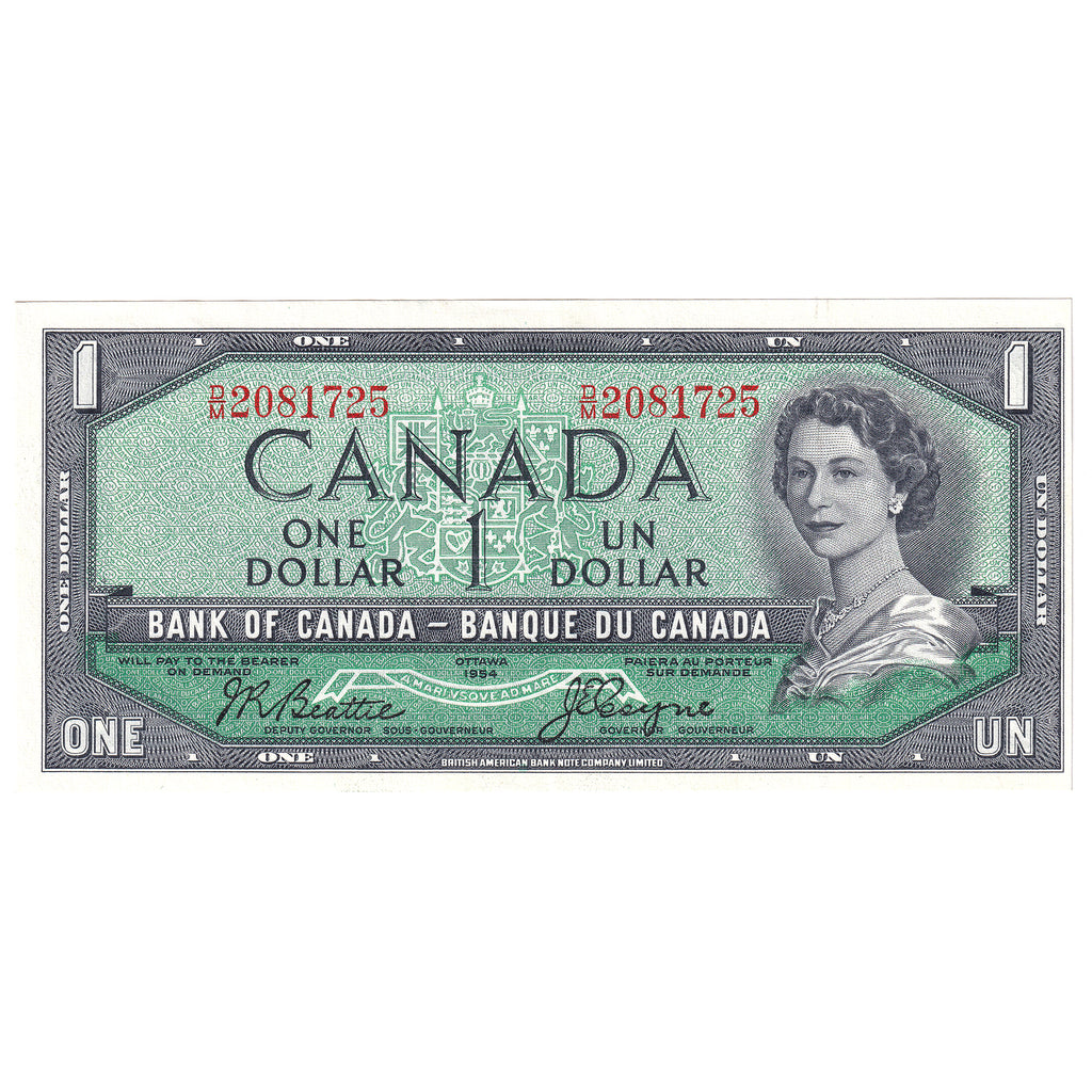 BC-37a-i 1954 Canada $1 Beattie-Coyne, D/M, EF-AU
