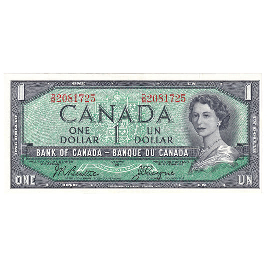 BC-37a-i 1954 Canada $1 Beattie-Coyne, D/M, EF-AU