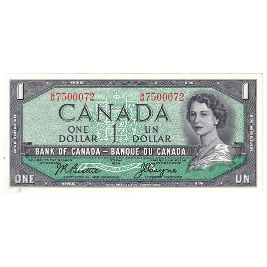 BC-37a-i 1954 Canada $1 Beattie-Coyne, G/M, AU