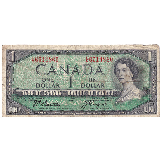 BC-37a-i 1954 Canada $1 Beattie-Coyne, H/M, F