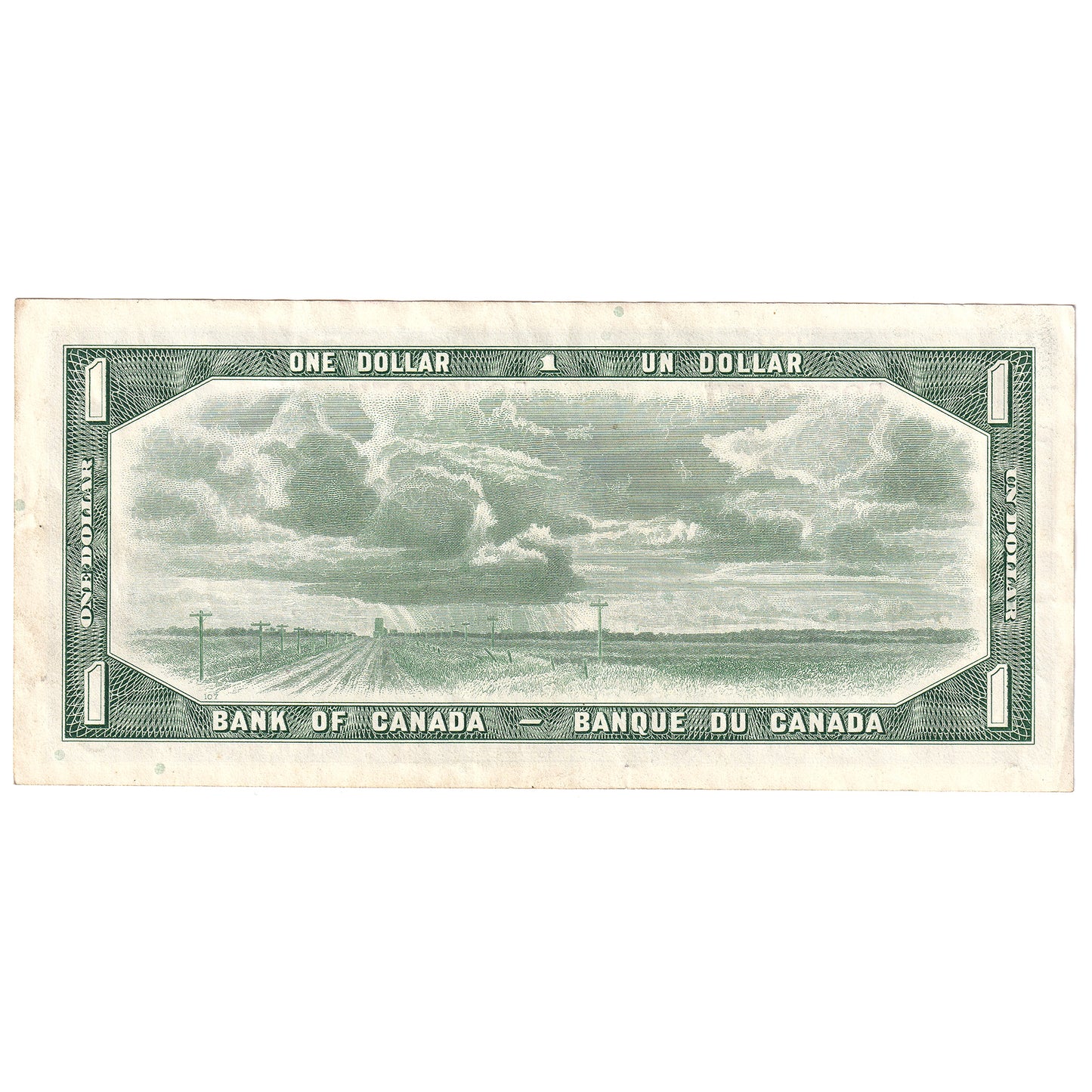 BC-37b 1954 Canada $1 Beattie-Rasminsky, B/O, Almost Uncirculated (AU50)