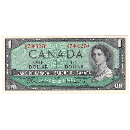 BC-37b 1954 Canada $1 Beattie-Rasminsky, O/N, AU-UNC