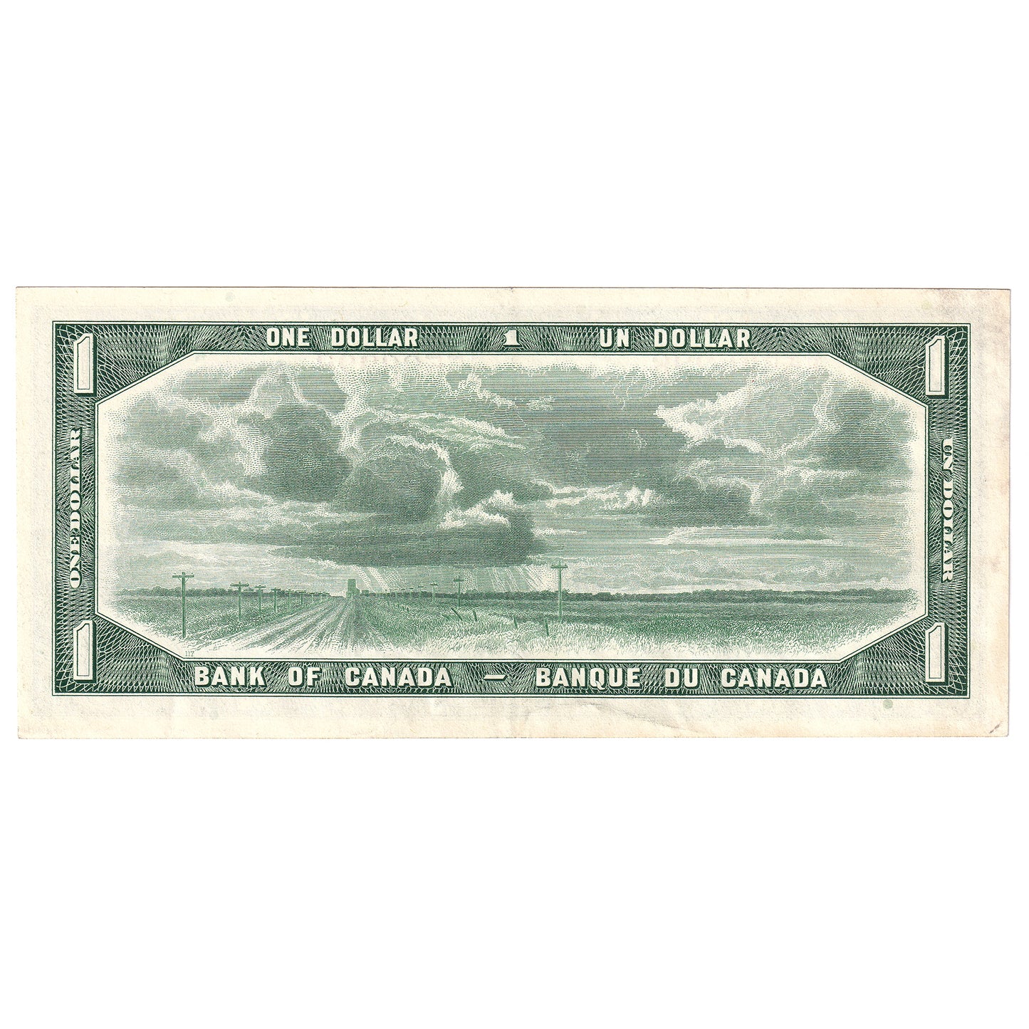 BC-37b 1954 Canada $1 Beattie-Rasminsky, H/Y, Extra Fine (EF40)