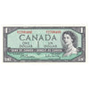 BC-37b 1954 Canada $1 Beattie-Rasminsky, U/Y, Almost Uncirculated (AU50)