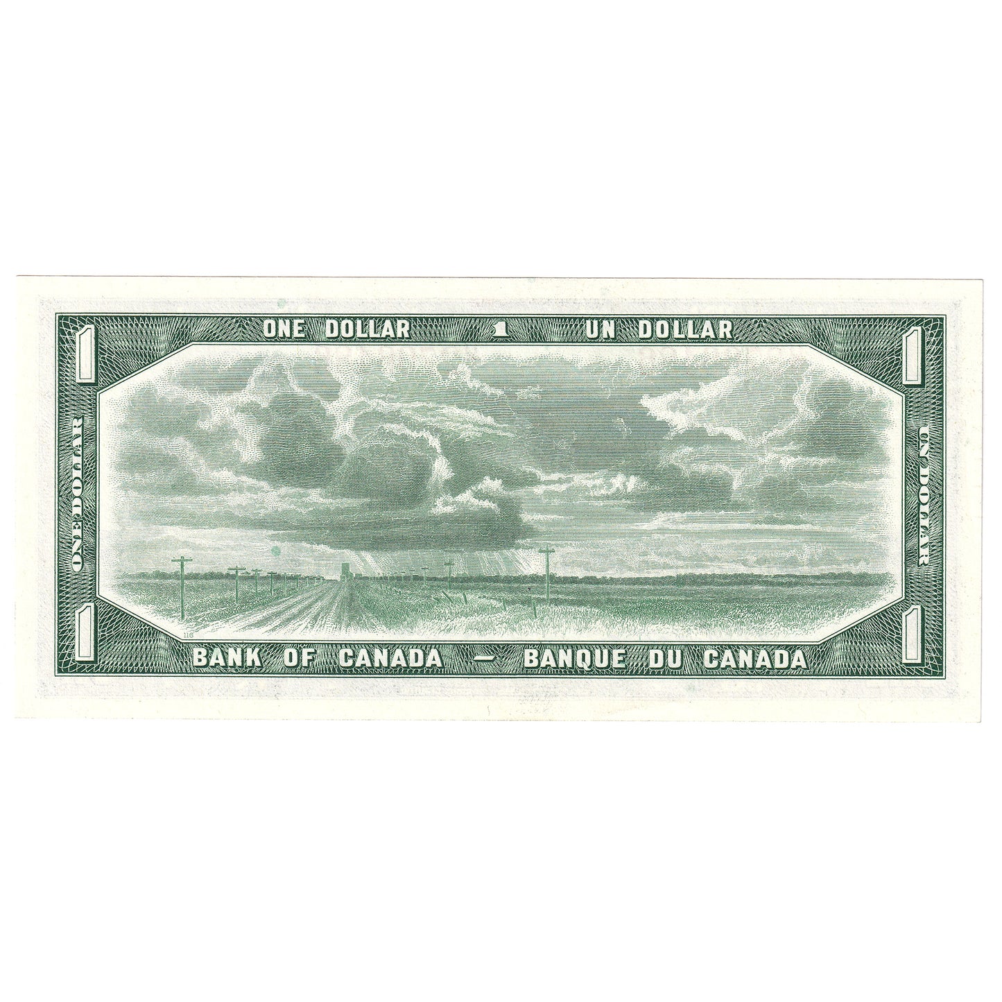 BC-37b 1954 Canada $1 Beattie-Rasminsky, U/Y, Almost Uncirculated (AU50)