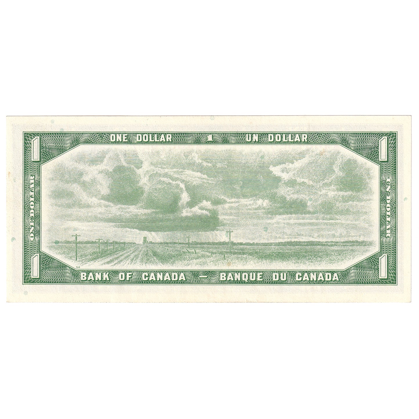 BC-37b-i 1954 Canada $1 Beattie-Rasminsky, A/P, Uncirculated (MS60)