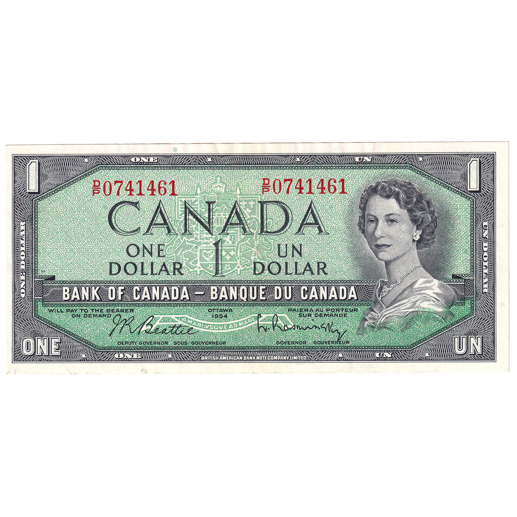 BC-37b-i 1954 Canada $1 Beattie-Rasminsky, D/P, EF-AU (EF45)