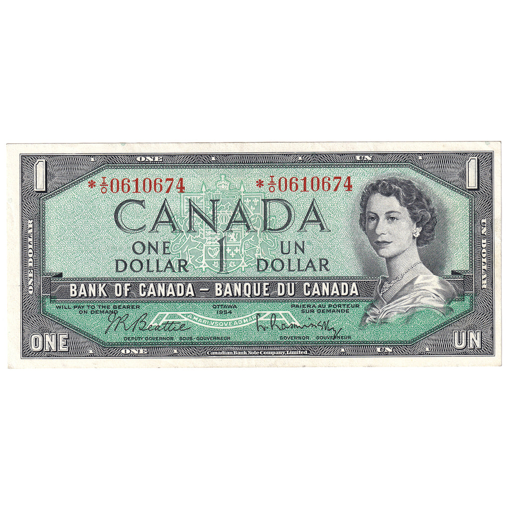 BC-37bA 1954 Canada $1 Beattie-Rasminsky, *I/O, EF