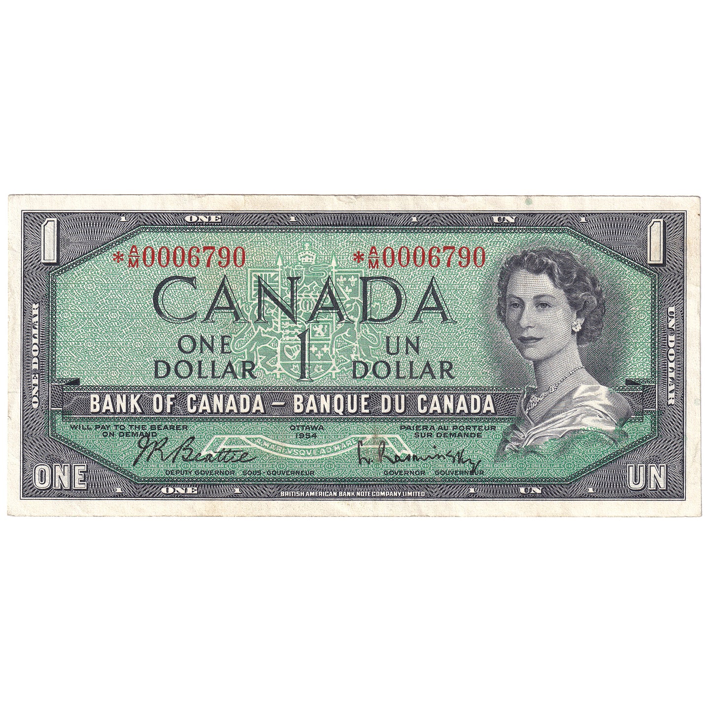 BC-37bA-i 1954 Canada $1 Beattie-Rasminsky, *A/M, VF-EF (VF30)