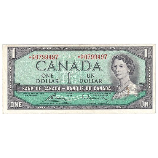 BC-37cA 1954 Canada $1 Bouey-Rasminsky, *H/F, EF