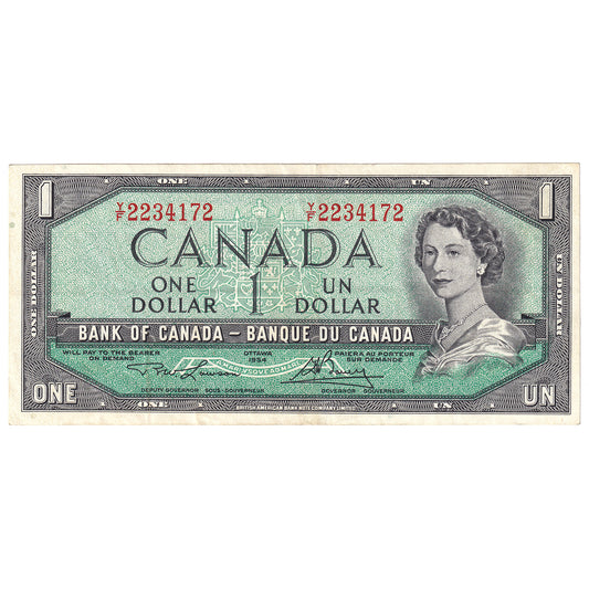 BC-37d 1954 Canada $1 Lawson-Bouey, Y/F, VF-EF