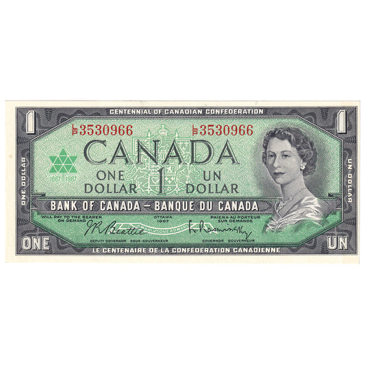BC-45b-i 1967 Canada $1 Beattie-Rasminksy, L/P, CUNC