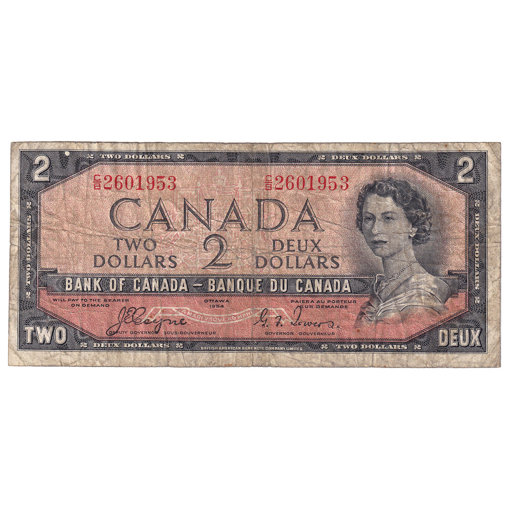 BC-30a 1954 Canada $2 Coyne-Towers, Devil's Face, C/B, Very Good (VG8)