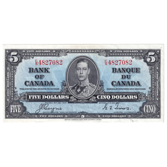 BC-23c 1937 Canada $5 Coyne-Towers, C/S, EF