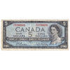 BC-39b 1954 Canada $5 Beattie-Rasminsky, E/X, F-VF (F15)