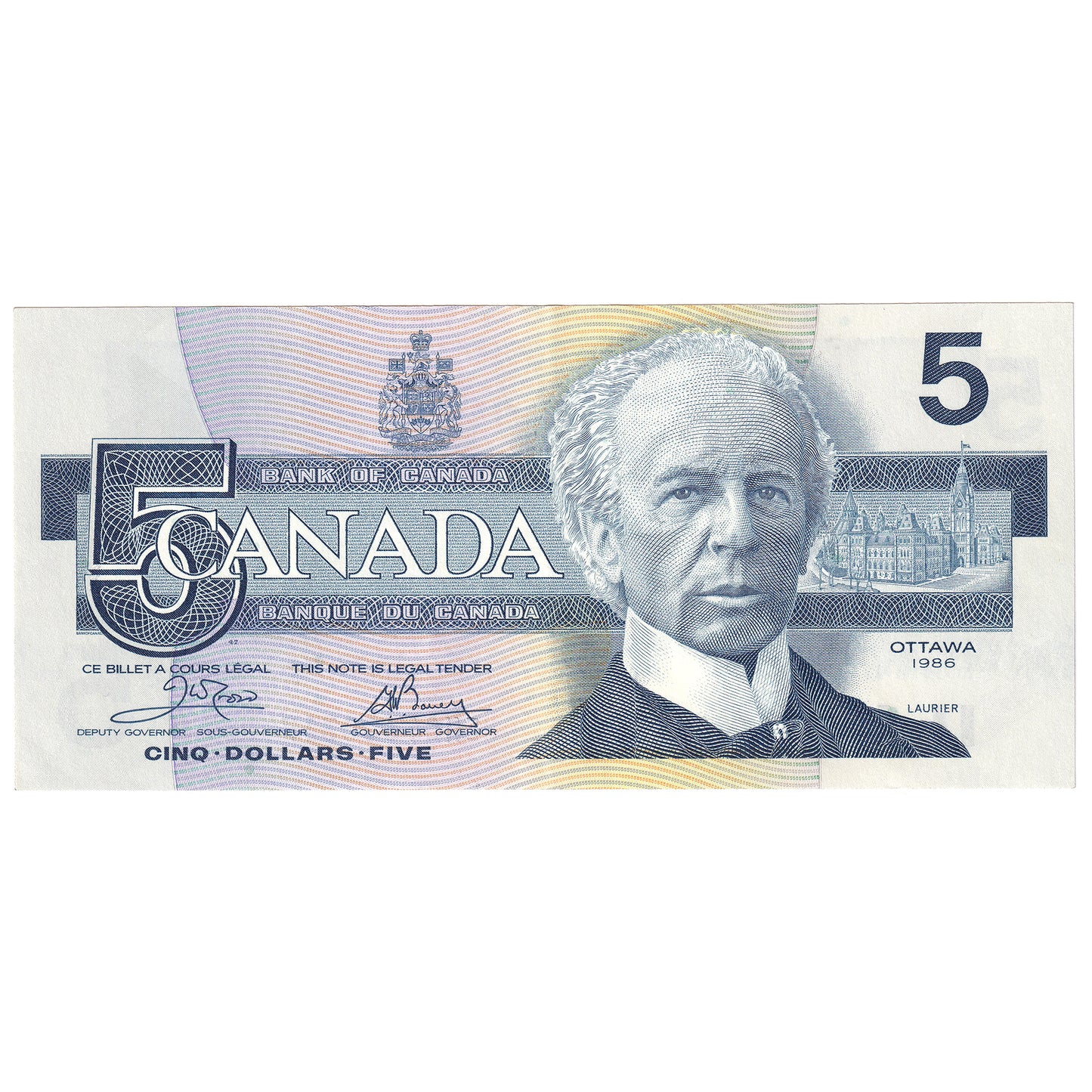 BC-56a 1986 Canada $5 Crow-Bouey, ENS, EF-AU (EF45)