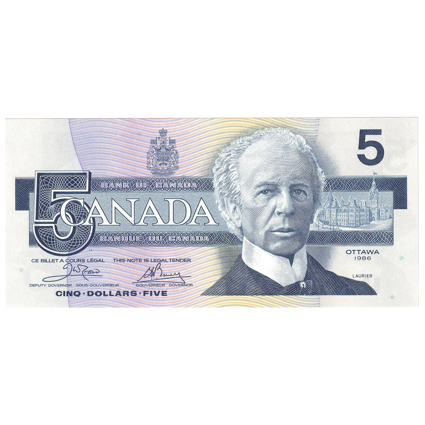 BC-56a 1986 Canada $5 Crow-Bouey, ENT, Uncirculated (MS60)