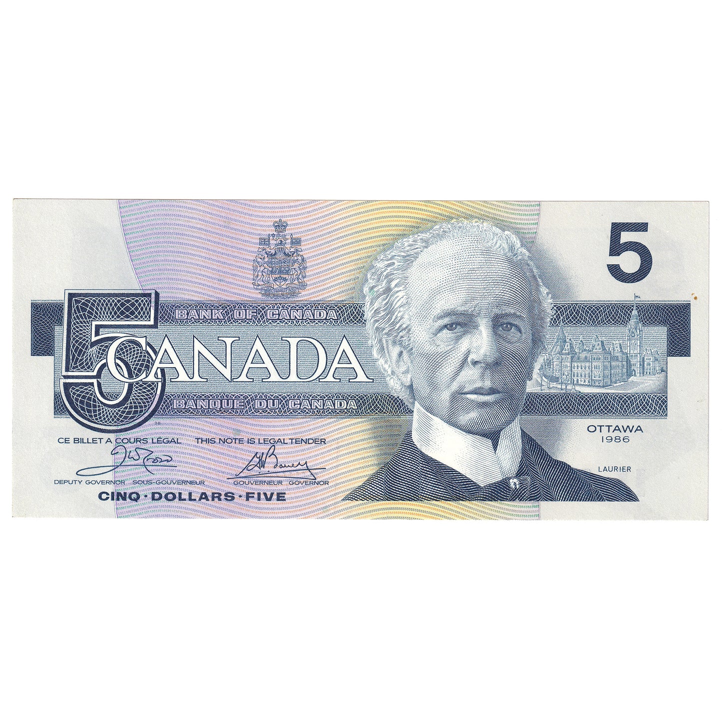 BC-56a 1986 Canada $5 Crow-Bouey, ENY, Uncirculated (MS60)