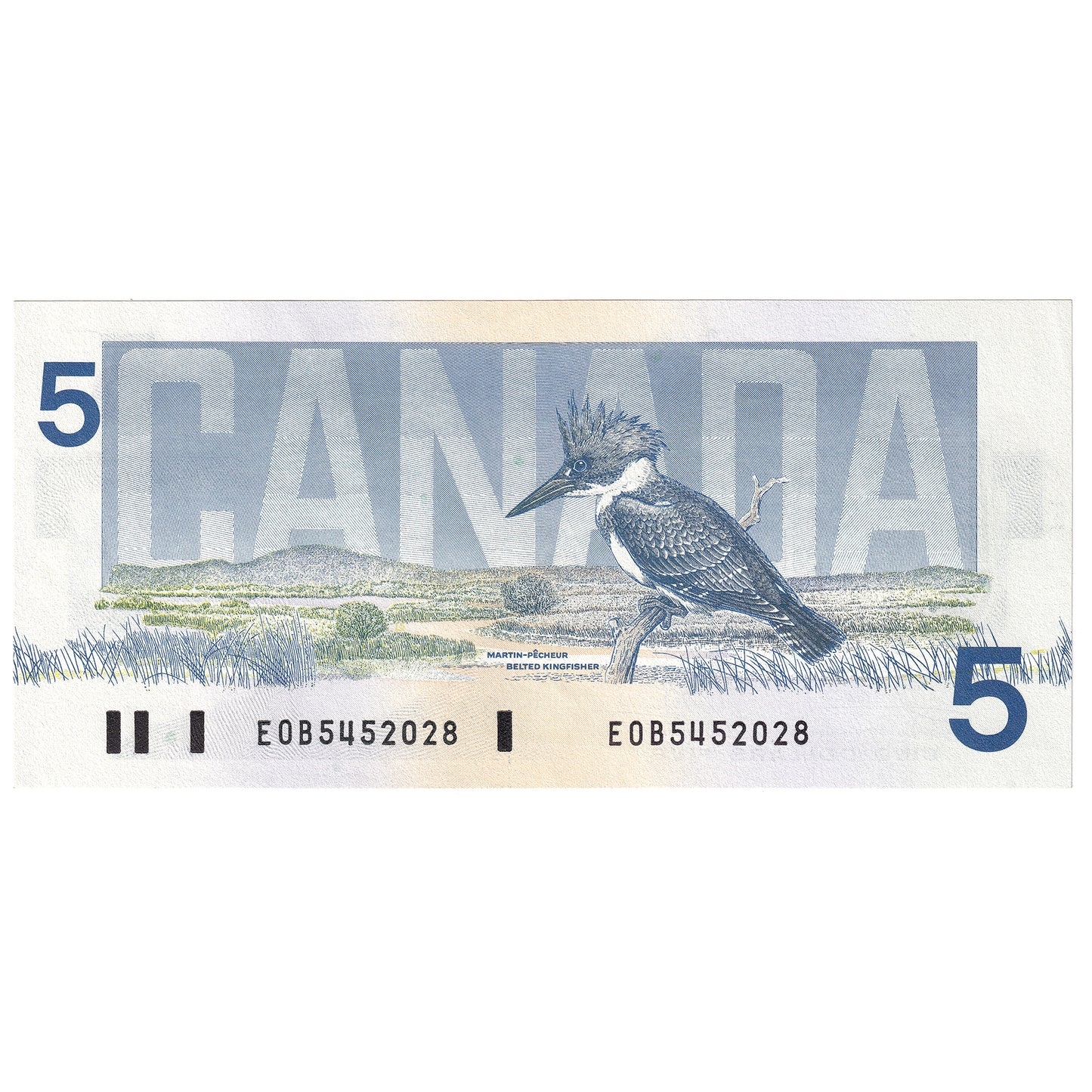 BC-56a 1986 Canada $5 Crow-Bouey, EOB, Almost Uncirculated (AU50)
