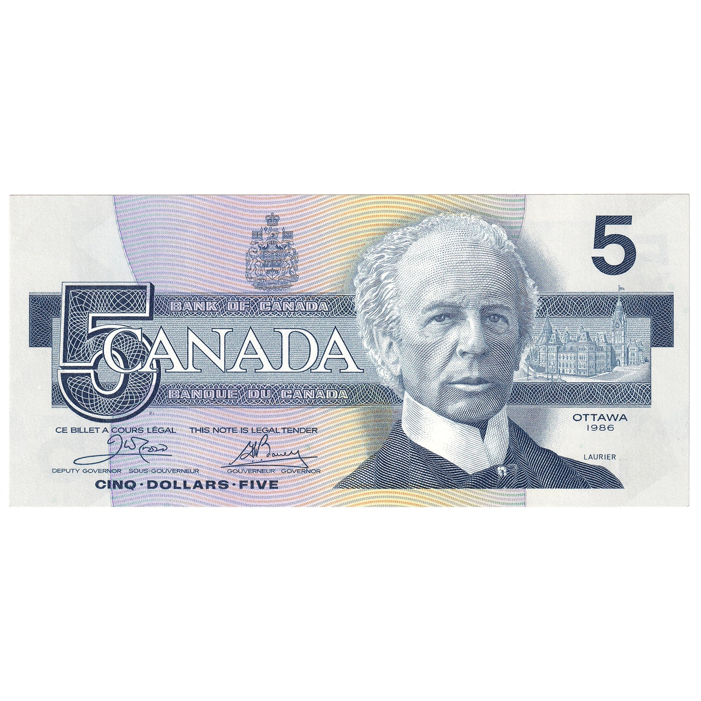 BC-56a 1986 Canada $5 Crow-Bouey, EOD, Uncirculated (MS60)