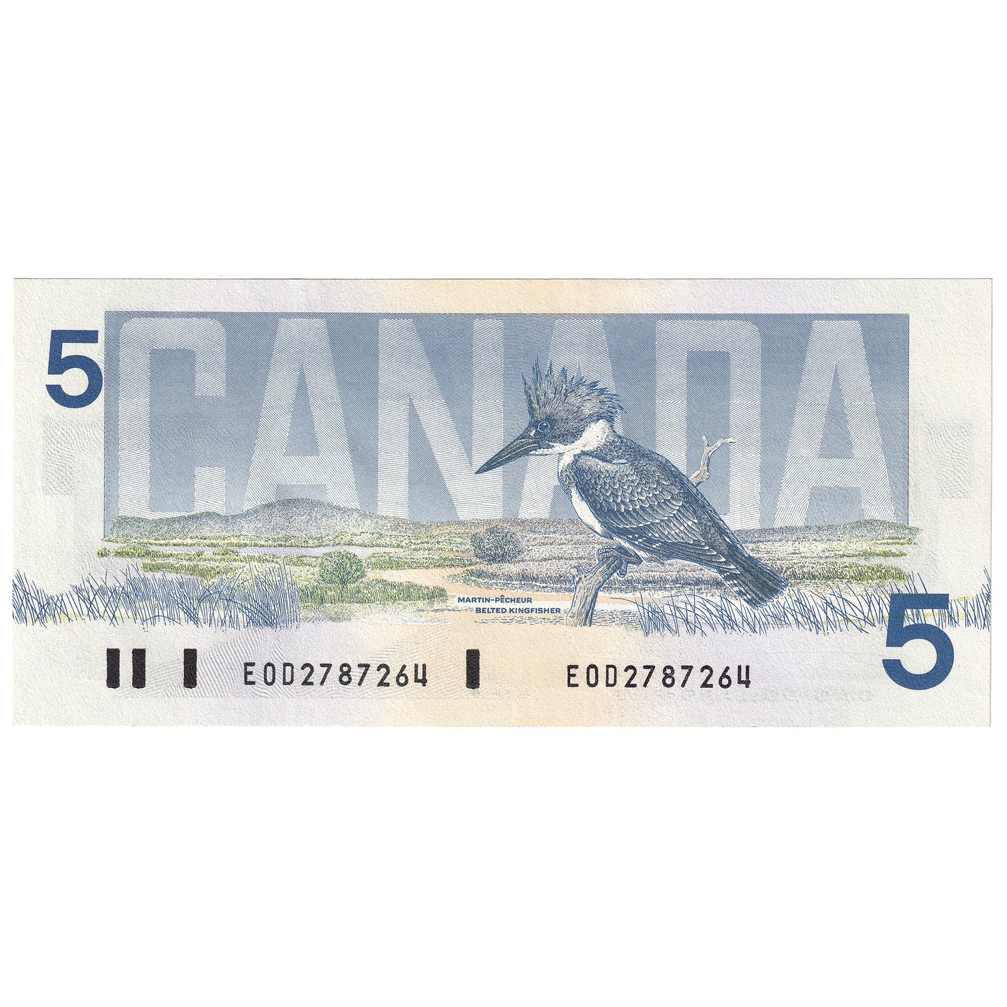 BC-56a 1986 Canada $5 Crow-Bouey, EOD, Almost Uncirculated (AU50)