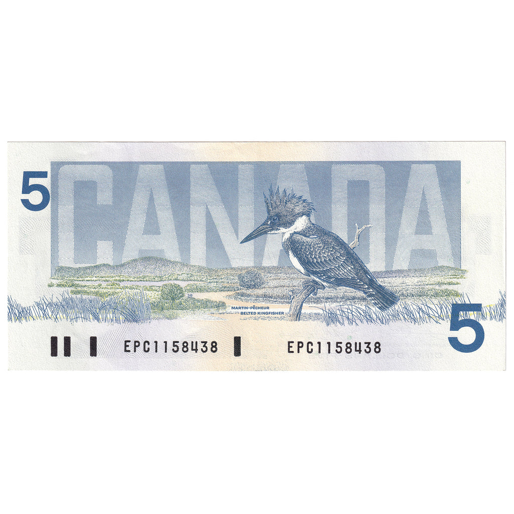 BC-56a-i 1986 Canada $5 Crow-Bouey, EPC, Almost Uncirculated (AU50)