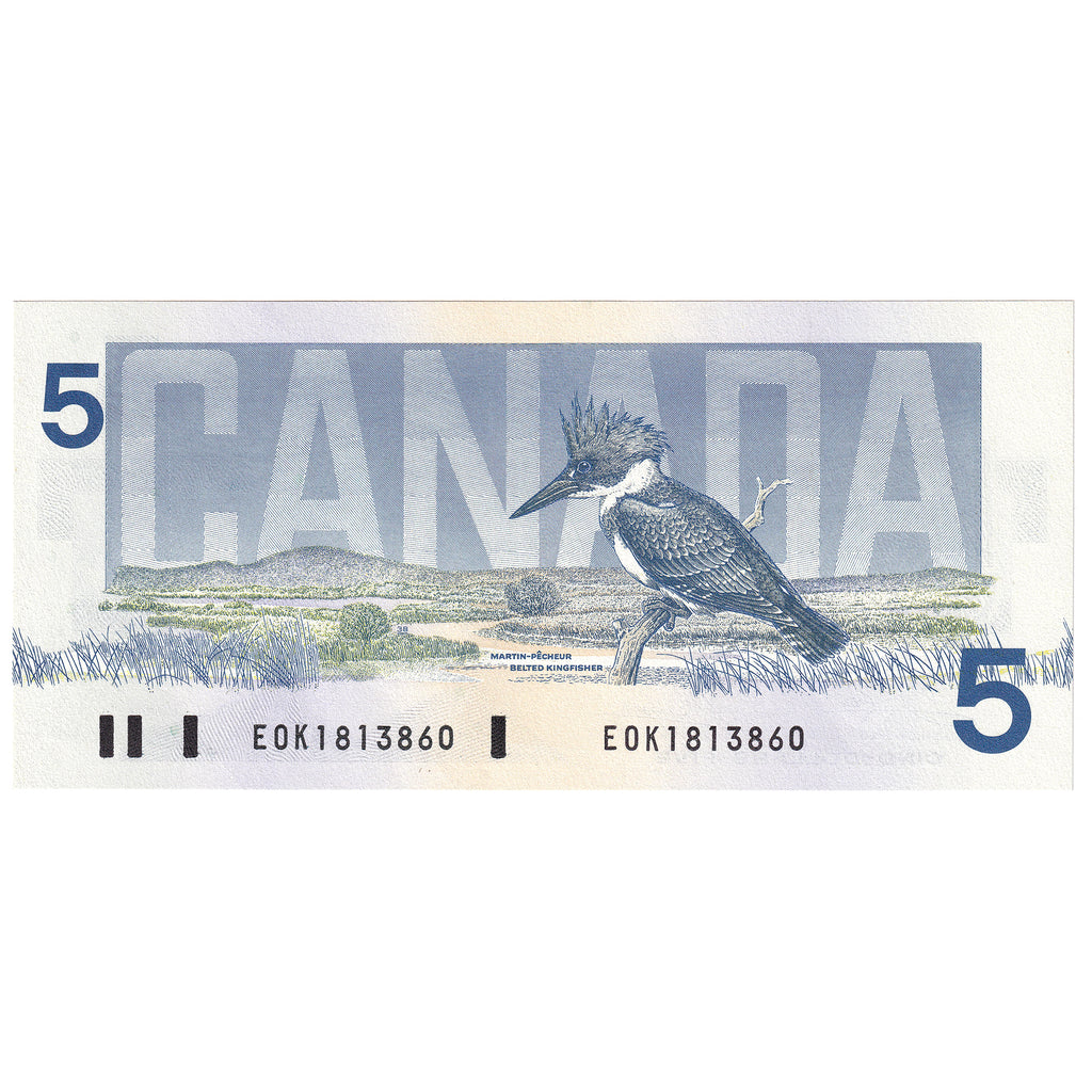 BC-56a-i 1986 Canada $5 Crow-Bouey, EOK, Choice Uncirculated (CUNC63)