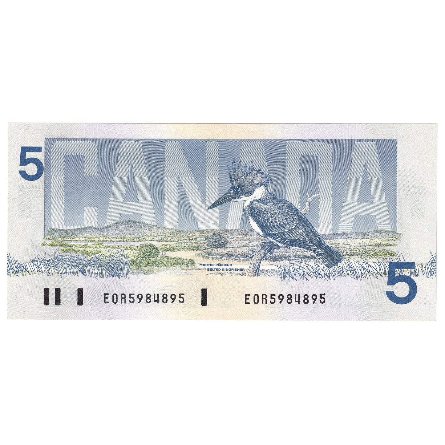 BC-56a-i 1986 Canada $5 Crow-Bouey, EOR, Almost Uncirculated (AU50)