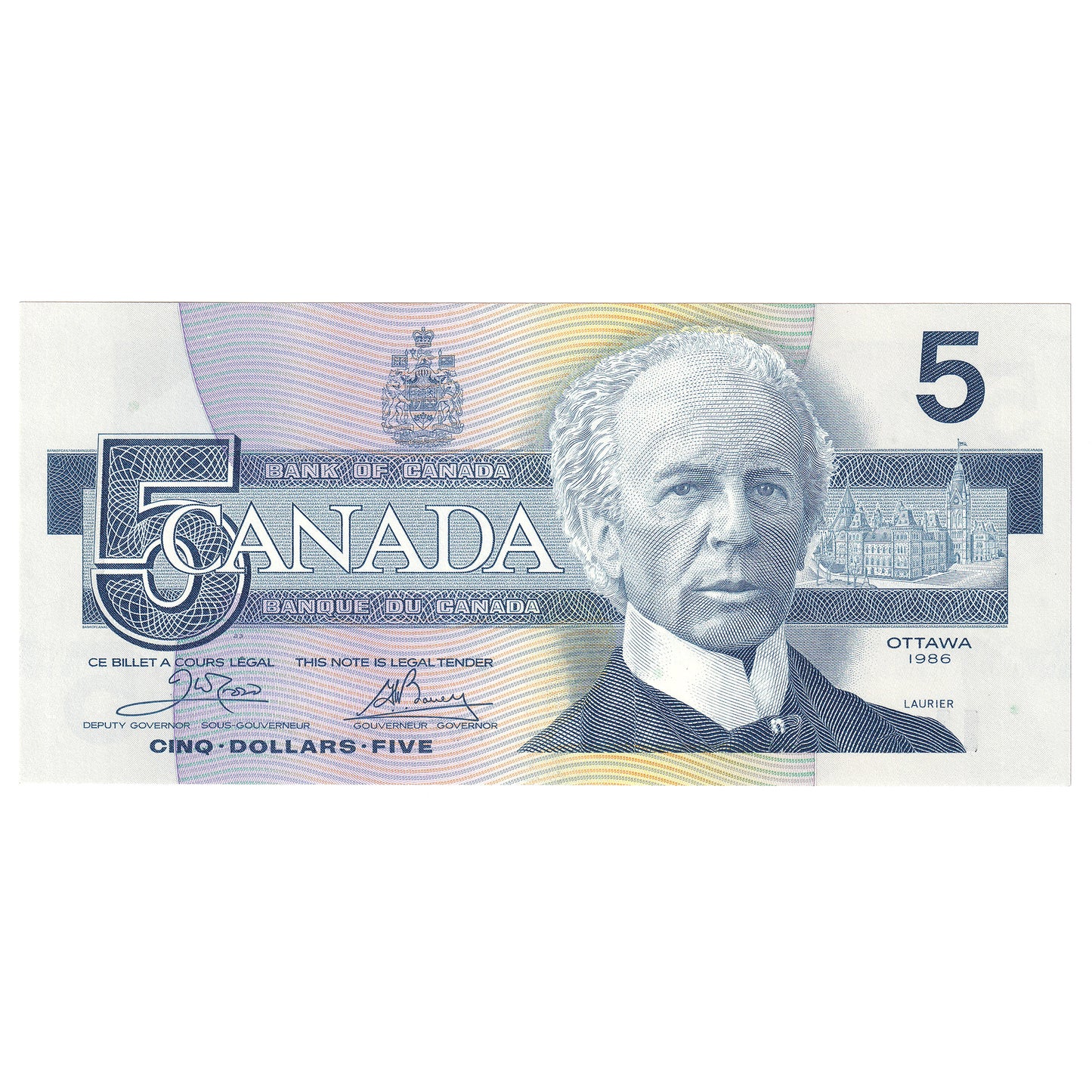 BC-56a-i 1986 Canada $5 Crow-Bouey, EOY, CUNC