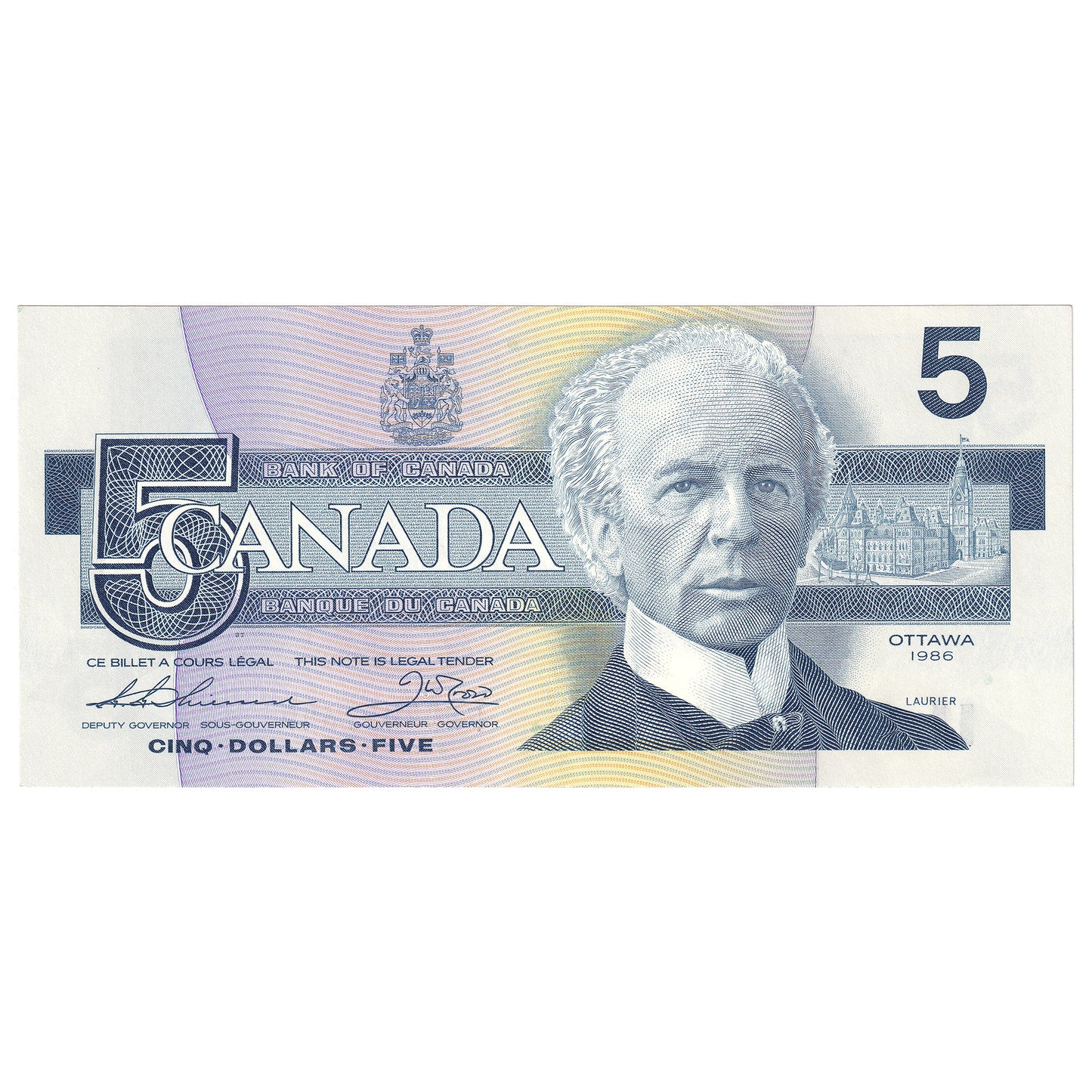 BC-56b 1986 Canada $5 Thiessen-Crow, FND, Uncirculated (MS60)
