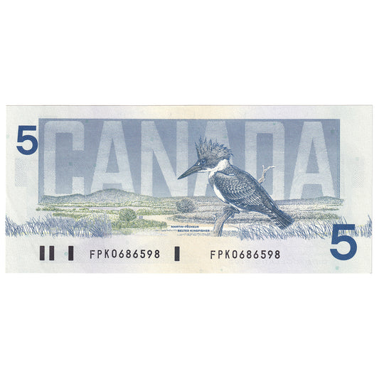 BC-56b 1986 Canada $5 Thiessen-Crow, FPK, AU-UNC