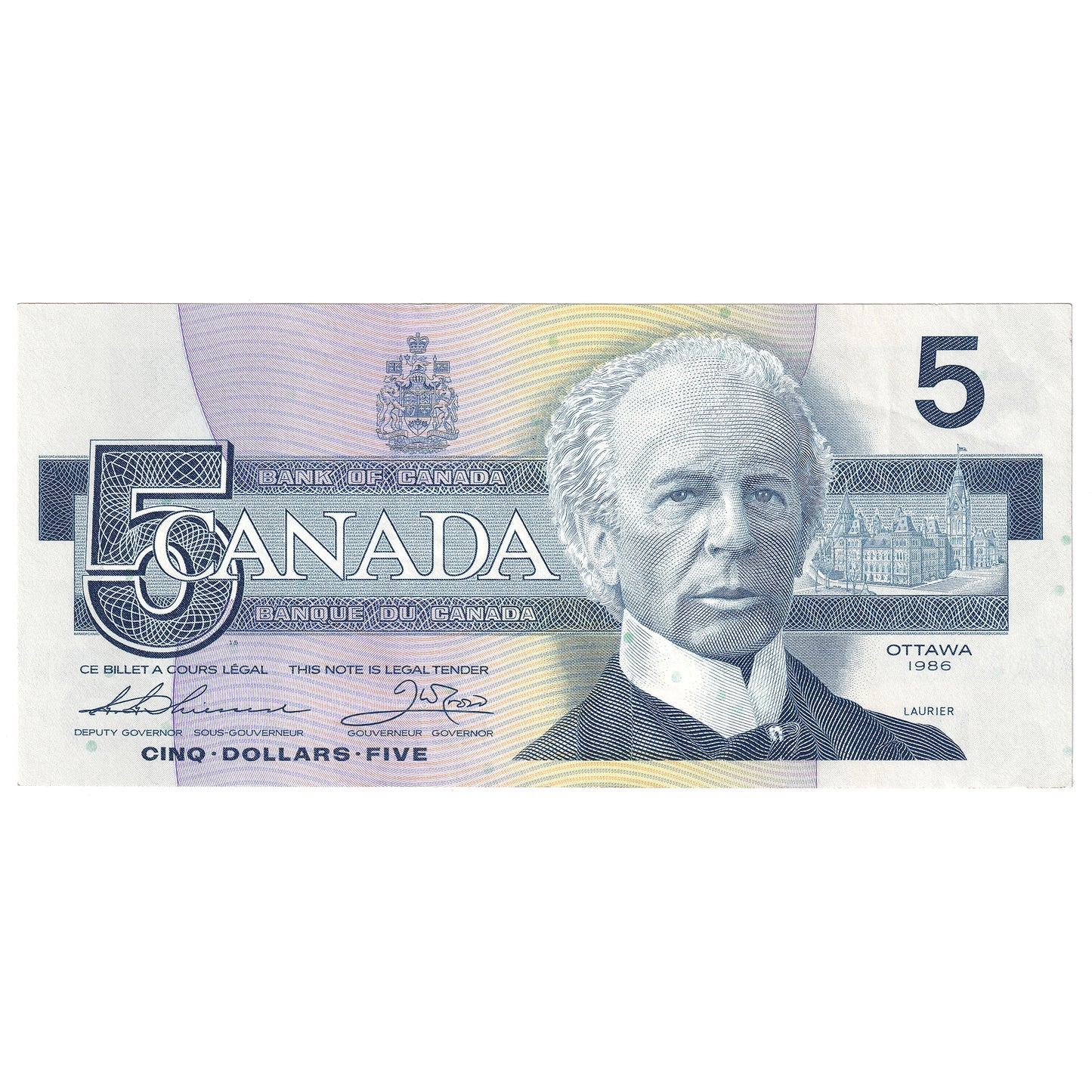 BC-56b 1986 Canada $5 Thiessen-Crow, FPU, AU