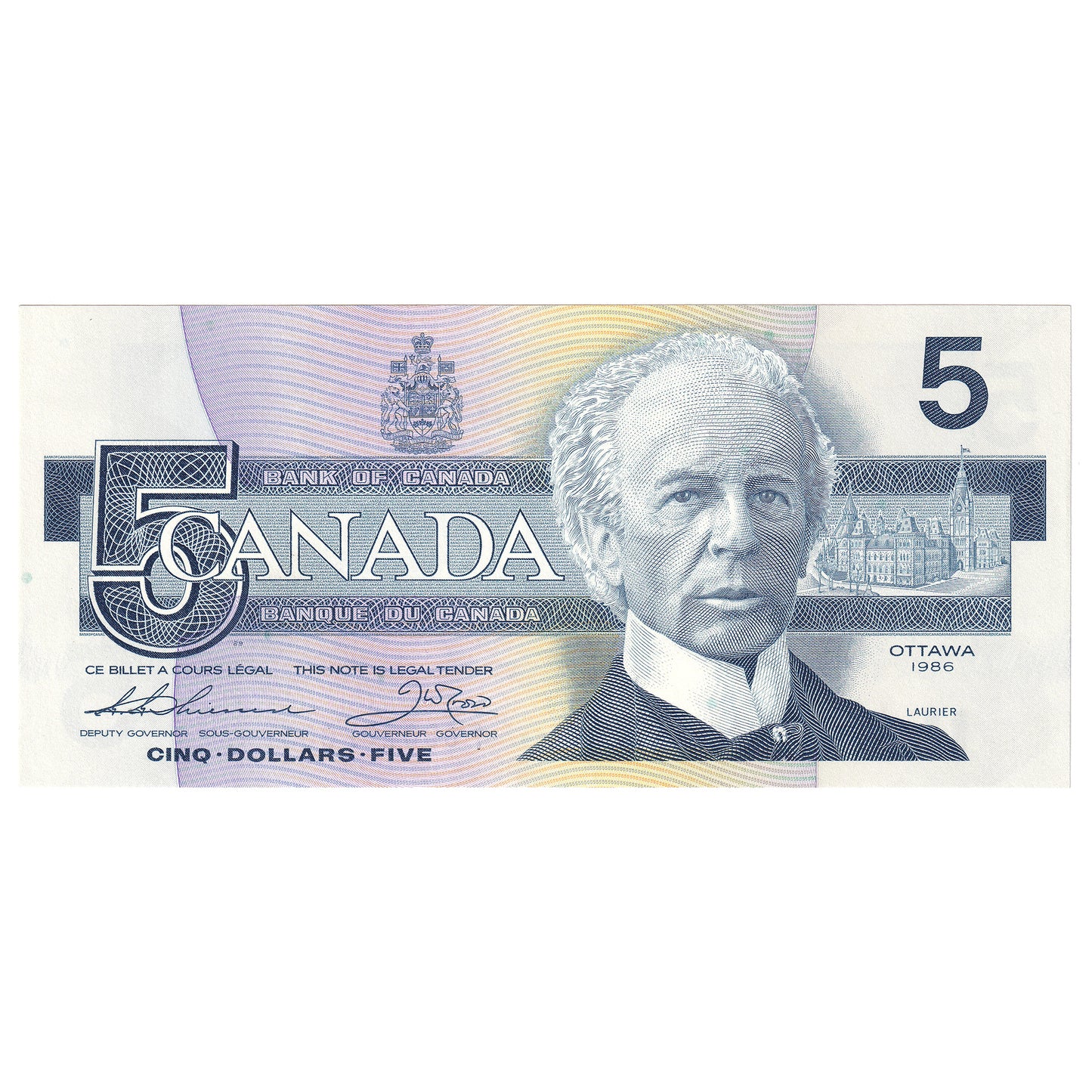 BC-56b 1986 Canada $5 Thiessen-Crow, FOS, UNC