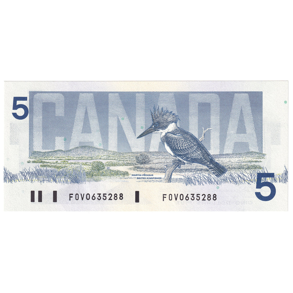 BC-56b 1986 Canada $5 Thiessen-Crow, FOV, Choice Uncirculated (CUNC63)