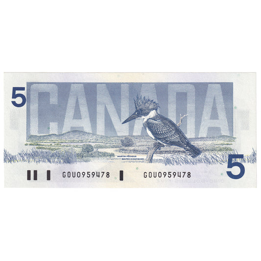 BC-56c 1986 Canada $5 Bonin-Thiessen, GOU, AU-UNC