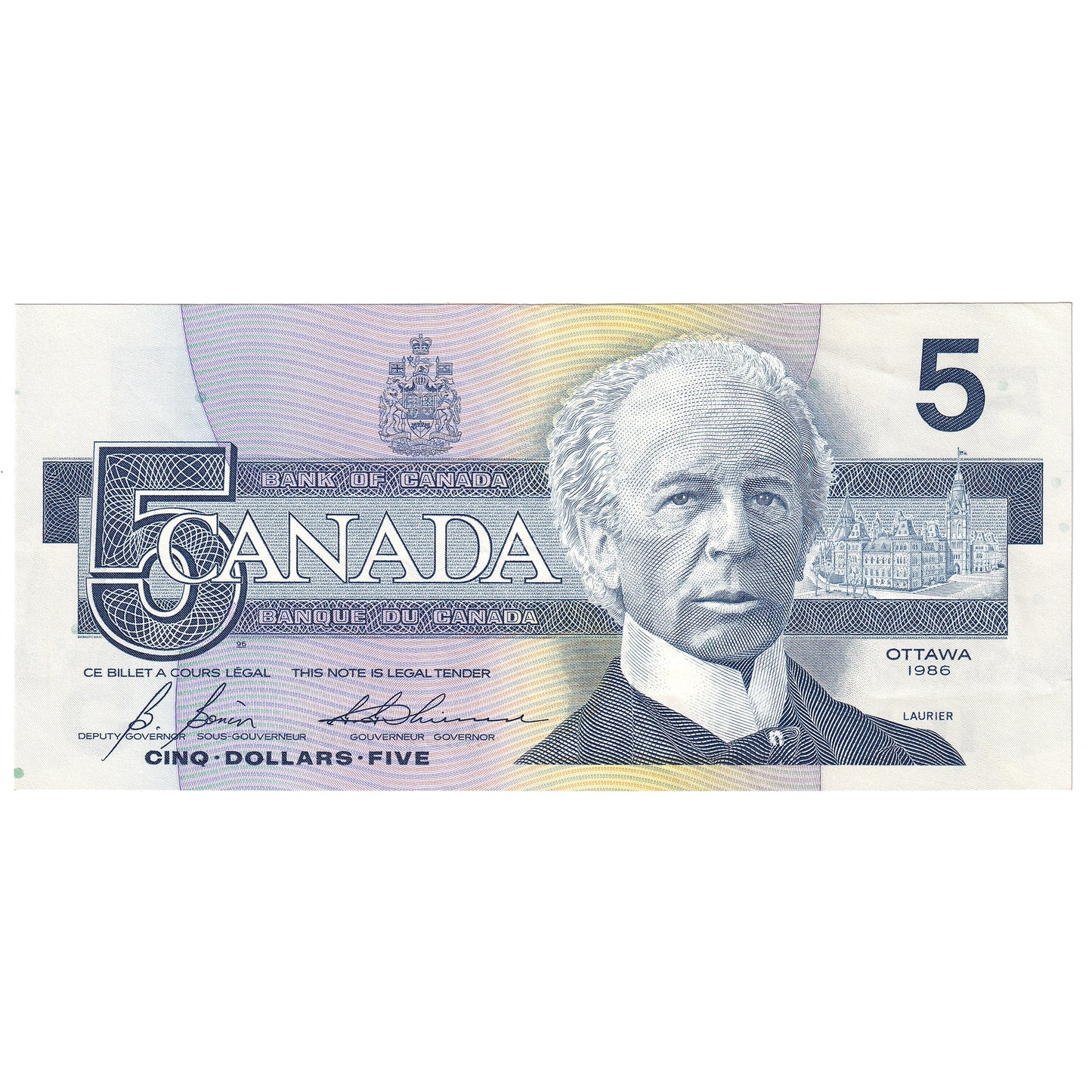 BC-56c-i 1986 Canada $5 Bonin-Thiessen, ANB, AU