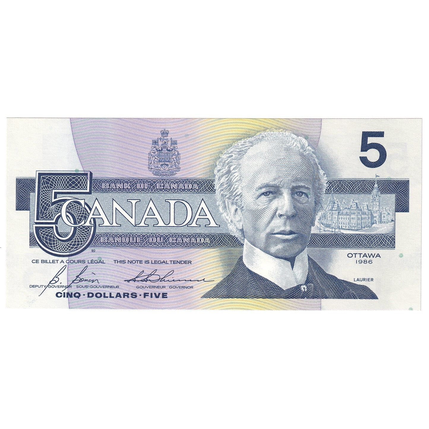 BC-56cA-i 1986 Canada $5 Bonin-Thiessen, ANX, Choice Uncirculated (CUNC63)
