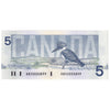 BC-56cA-i 1986 Canada $5 Bonin-Thiessen, ANX, EF-AU (EF45)