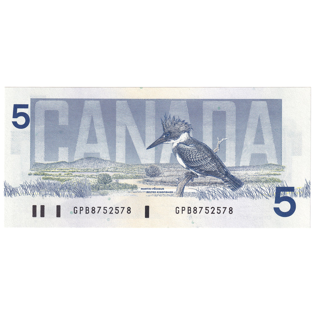 BC-56c-N1-iii 1986 Canada $5 Bonin-Thiessen, 4 Digit RADAR GPB8752578, Choice Uncirculated (CUNC63)