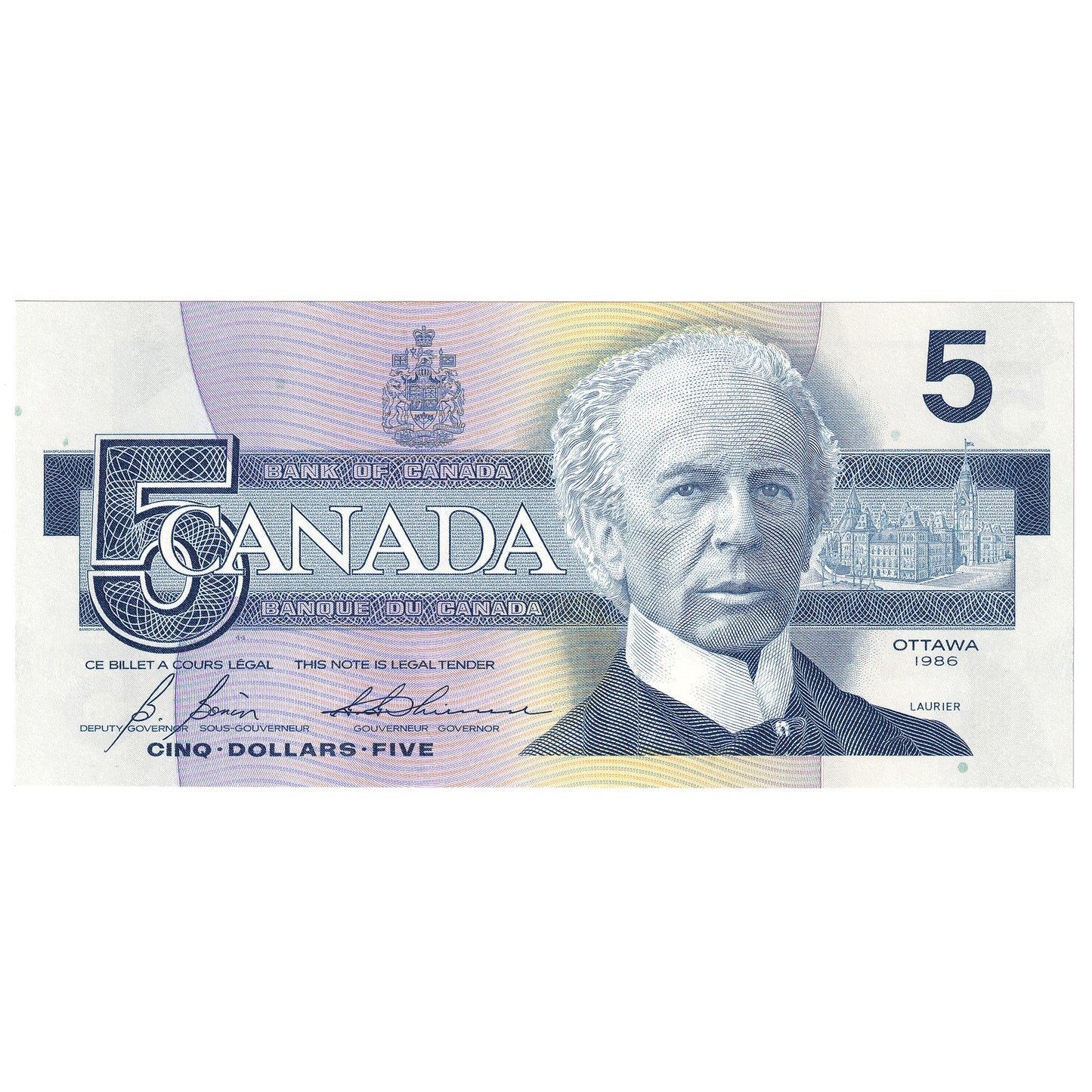 BC-56c-N1-iii 1986 Canada $5 Bonin-Thiessen, 4 Digit RADAR GPB8752578, Choice Uncirculated (CUNC63)