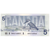 BC-56e-i 1986 Canada $5 Knight-Dodge, ANU, Circulation Issue, AU-UNC
