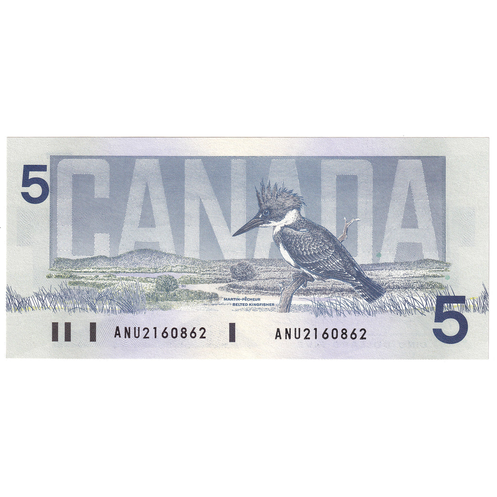 BC-56e-i 1986 Canada $5 Knight-Dodge, ANU, Circulation Issue, AU-UNC