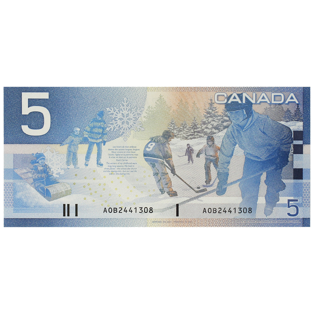 BC-62aA 2001 Canada $5 Knight-Dodge, AOB (2.440-2.600), CUNC