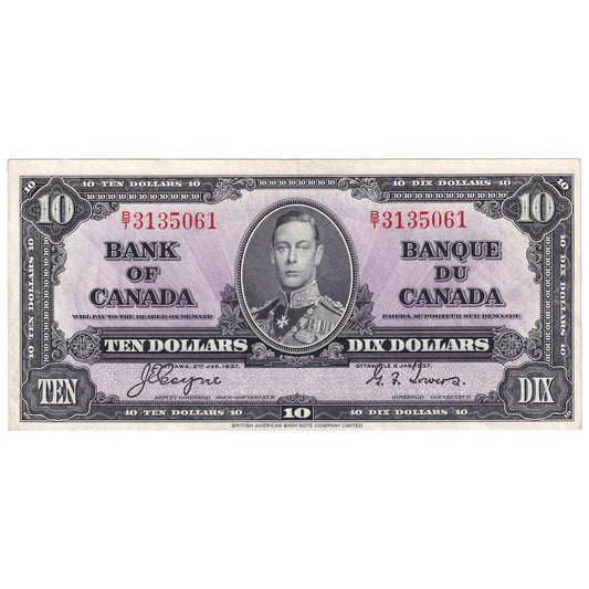 BC-24c 1937 Canada $10 Coyne-Towers, B/T, AU