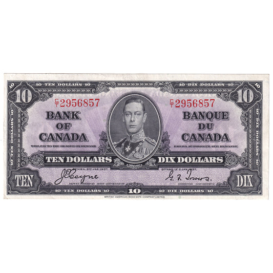 BC-24c 1937 Canada $10 Coyne-Towers, C/T, AU