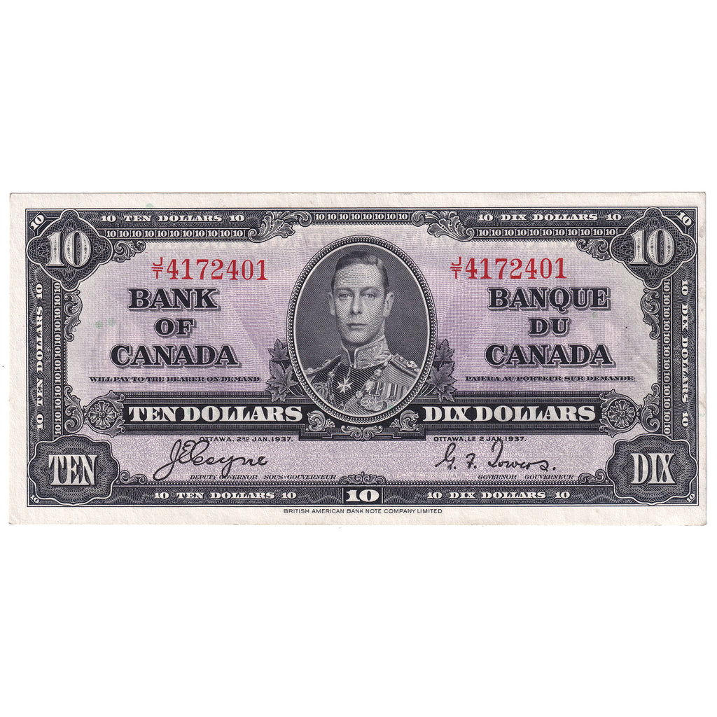 BC-24c 1937 Canada $10 Coyne-Towers, J/T, AU