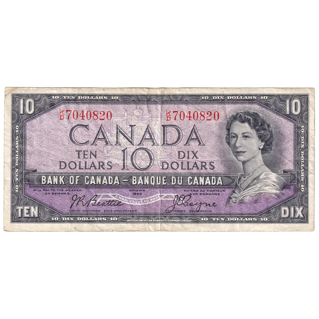 BC-40a 1954 Canada $10 Beattie-Coyne, K/D, Very Fine (VF20)
